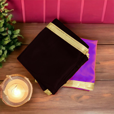 RMCG Traders (Size:100 x 100 Cm) Adorable Design Black, Purple Cloth for Puja and Ritual Altar Cloth(Pack of 2)