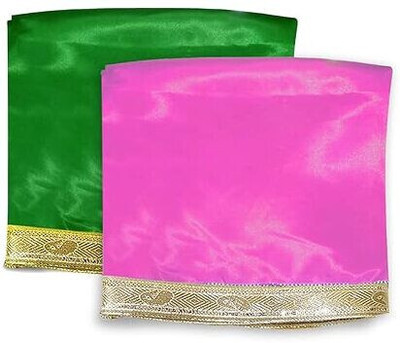 RMCG Traders Pooja Mandir Kapda, 1 Meter Green Silk Satin Altar Cloth for God Pooja Table Altar Cloth(Pack of 2)