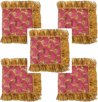 Dulhan Enterprises Navratra Special Small Pink Mata rani chunri 4x10 inches Golden Net Chunni Altar Cloth(Pack of 5)