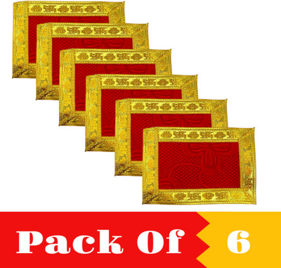lookart ( Size: 4x6 Inch )Emboss Velvet Pooja Aasan Cloth / Floral Design Chowki Aasan Altar Cloth(Pack of 6)