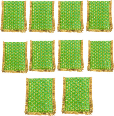 Dulhan Enterprises Navratra Special Medium Red Mata rani chunri 12x30 inches Golden Net Chunni Altar Cloth(Pack of 10)