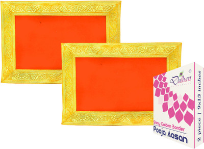 Dulhan Enterprises 2pc Small size Orange Velvet Pooja cloth aasan Combo Long puja kapda for mandir Altar Cloth(Pack of 2)