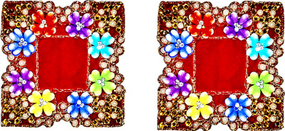 BERRYCRAVE Velvet Pooja Chowki SMALL Asan 3D for God Idol Krishna Ganesha - 5 X 5 INCH Altar Cloth(Pack of 2)