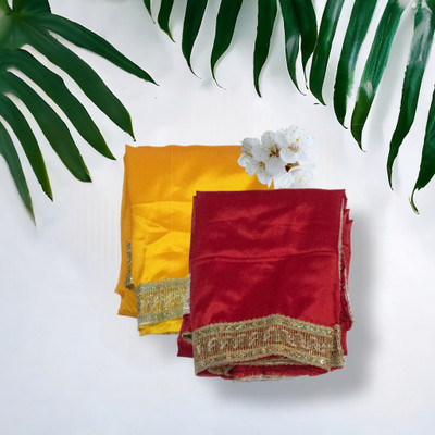 Dulhan Multipurpose Red & Yellow satin Pooja Chunri Altar Cloth(Pack of 2)