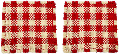 CRM TRADERS Woolen Puja Aasan Mat for Prayers - Handmade Pooja Mat 21 x 22 inch Altar Cloth(Pack of 2)