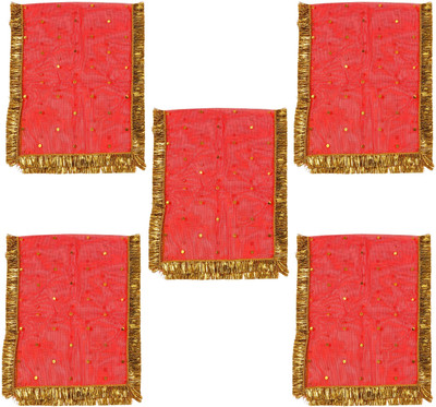 Dulhan Enterprises Navratra Special Red Mata rani chunri Golden Print Net Chunni by Dulhan Altar Cloth(Pack of 5)