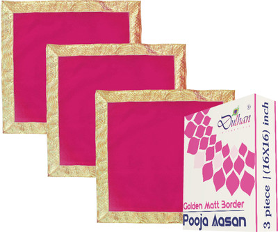 Dulhan Enterprises Embossed gota border Pink velvet pooja cloth/aasan Altar Cloth(Pack of 3)
