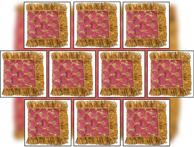 Dulhan Enterprises Navratra Special Medium Red Mata rani chunri 12x30 inches Golden Net Chunni Altar Cloth(Pack of 3)