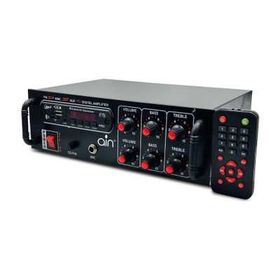ain Glossy Cabinet Amplifier Bluetooth USB AUX Input FM Radio SD Card Slot MIC Input 120 W AV Power Amplifier(Black)