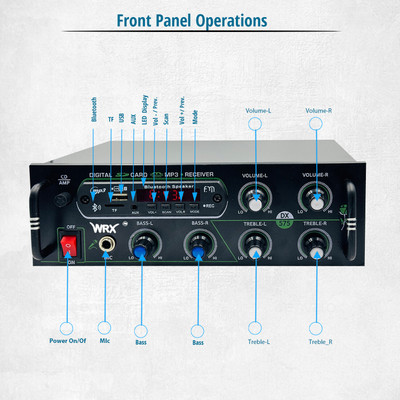 WRX Glossy Cabinet Amplifier Bluetooth USB AUX Input FM Radio SD Card Slot MIC Input 160 W AV Power Amplifier(Black)