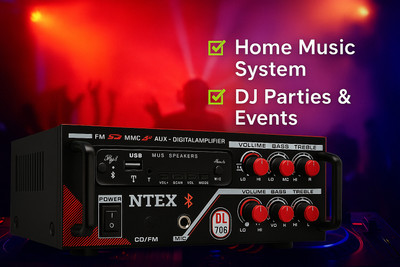 ots world DJ Remix Stereo Audio Class-D Amplifier Bluetooth, SD, Aux, FM, Mic,USB 5000 W AV Power Amplifier(Black)