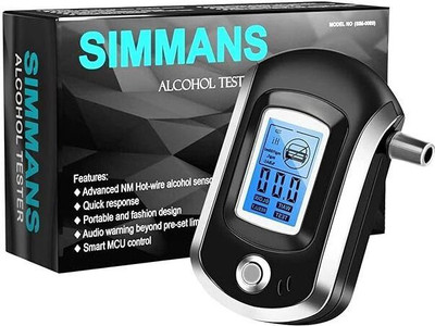 SIMMANS Premium Digital Alcohol Tester with 5 Reusable Mouthpieces & LCD Display | Best Analytical Scale