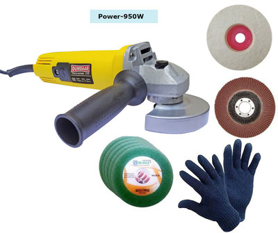 DUMDAAR 900 W Angle Grinder Machine with GLOVES 5pc cutting 1pc Felt and 1pc Flap wheel Angle Grinder(100 mm Wheel Diameter)
