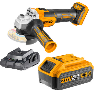 INGCO 20V Lithium-ion with 4.0ah battery and charger Angle Grinder(100 mm Wheel Diameter)