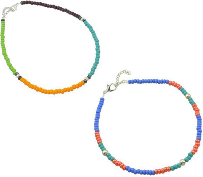 HIGH TRENDZ Combo pack of 2 Single Leg Beads Alloy Anklet(Pack of 2)