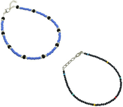HIGH TRENDZ Combo pack of 2 Single Leg Beads Alloy Anklet(Pack of 2)