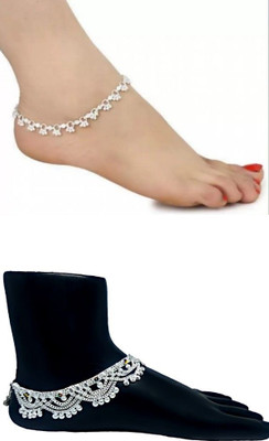 Qrown Indian Traditional Fancy payal,pajeb,paijaan,anklet Alloy Anklet(Pack of 2)