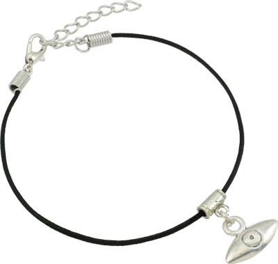 HIGH TRENDZ Stylish Silver Charm In Black Thread Cotton Dori Anklet