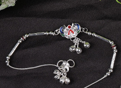 Laali Heart & Peacock Shape Silver Plated Anklets For Womens & Girls-S1 Alloy Anklet