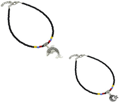 18 Fashion Street Combo pack of 2 Single Leg Beads Alloy Anklet(Pack of 2)