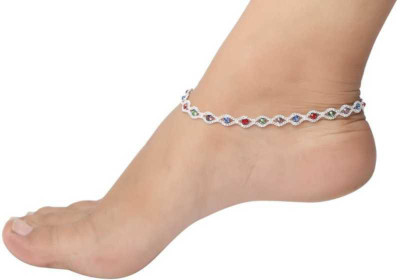 SHUCHI PAYAL Traditional Ethnic Heavy Fancy work Alloy Anklet/Payal/Pajeb (Pack of 2) Alloy, Crystal Anklet(Pack of 2)