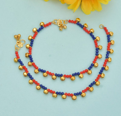 GIACOMO Blue/Red spiritual powers Nazriya ghungroo Payal Get Rid Of Leg Pain Crystal Anklet(Pack of 2)