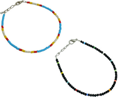 HIGH TRENDZ Combo pack of 2 Single Leg Beads Alloy Anklet(Pack of 2)