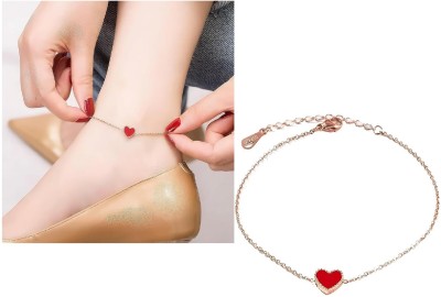 JRISSY Crystal Anklet new heart design two colors black and red Alloy Anklet