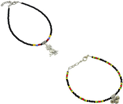 HIGH TRENDZ Combo pack of 2 Single Leg Beads Alloy Anklet(Pack of 2)