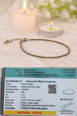 Spyronix real treasure Natural Pyrite Anklet for Wealth, Confidence & Protection - Adjustable Chain Alloy Anklet