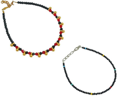 HIGH TRENDZ Combo pack of 2 Single Leg Beads Alloy Anklet(Pack of 2)