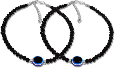Utkarsh (1 Pair) Adjustable Single Evil Eye Moti Nazariya Leg Pajeb/Payal Chain Anklets Stone Anklet(Pack of 2)