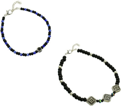 HIGH TRENDZ Combo pack of 2 Single Leg Beads Alloy Anklet(Pack of 2)
