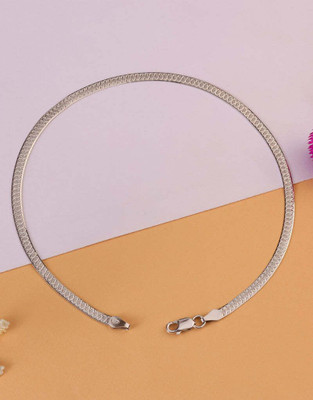 House of Diana Sleek Sterling Silver Flat Snake Chain Anklet Silver Anklet