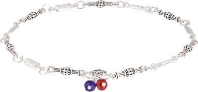 AATMANA Set of 2 Silver-Plated Textured Anklets Alloy Anklet(Pack of 2)