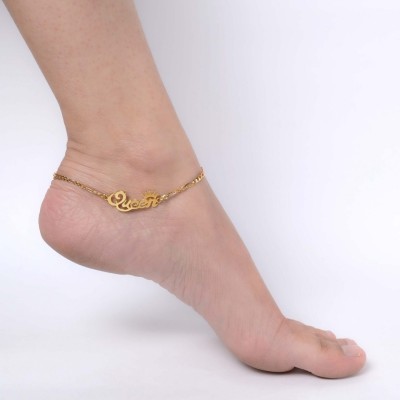 THANU'S CRAFT Gold Plated Adjustable Queen Design Payal Ankle Anklet For Women Metal Anklet