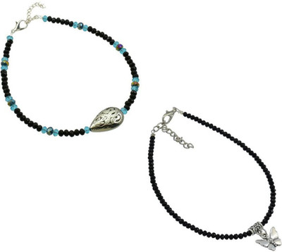 HIGH TRENDZ Combo pack of 2 Single Leg Beads Alloy Anklet(Pack of 2)