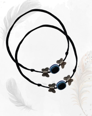 MS ENTERPRISE Evil Eye Anklet Butterfly Anklet set of 2 Cotton Dori Anklet(Pack of 2)