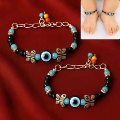 MAYUK ARTSY Baby Nazariya Anklet with Evil Eye & Butterfly Charm Alloy Anklet(Pack of 2)