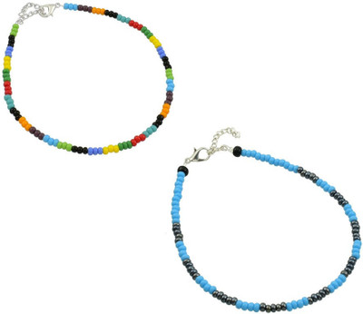 HIGH TRENDZ Combo pack of 2 Single Leg Beads Alloy Anklet(Pack of 2)