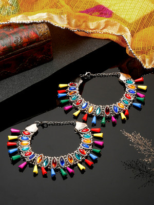 Sangria Stylish and Trendy Party Wear Jewellery Alloy Anklet(Pack of 2)