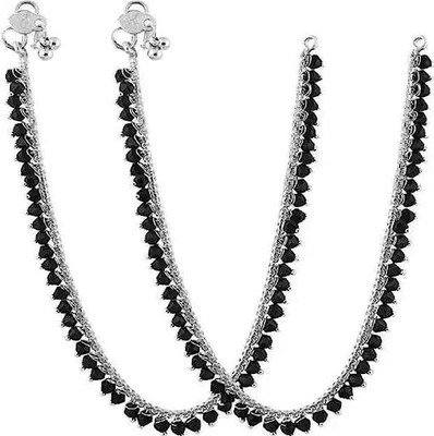 Shivarth Oxidised Silvel Payal Pajeb Todiya Anklet For Girls & Women Payal 1pair Alloy Anklet(Pack of 2)