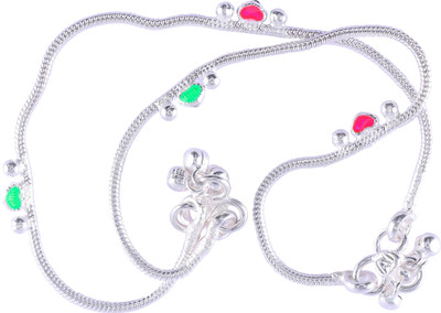 SRRE 9.5.inch. Alloy metal anklets Silver Anklet(Pack of 2)