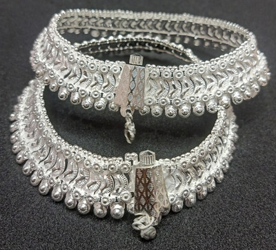 SONU SELECT Heavy bridal trendy design silver plated screw Payal pajeb Alloy Anklet
