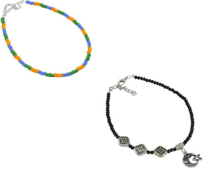HIGH TRENDZ Combo pack of 2 Single Leg Beads Alloy Anklet(Pack of 2)