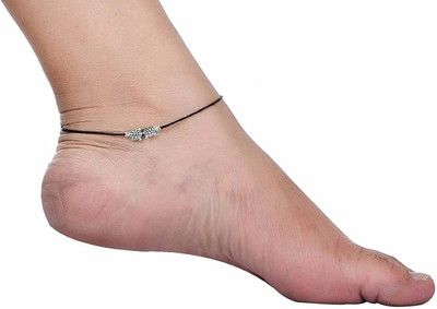 HIGH TRENDZ Nazar battu Black Thread Adjustable Payal tortoise turtle Anklet Cotton Dori Anklet