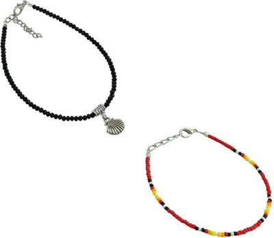 HIGH TRENDZ Combo pack of 2 Single Leg Beads Alloy Anklet(Pack of 2)