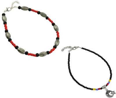 HIGH TRENDZ Combo pack of 2 Single Leg Beads Alloy Anklet(Pack of 2)