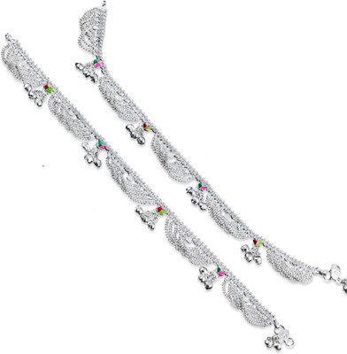 AANYACRYSTAL silver anklet design Alloy Anklet(Pack of 2)
