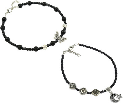 18 Fashion Street Combo pack of 2 Single Leg Beads Alloy Anklet(Pack of 2)